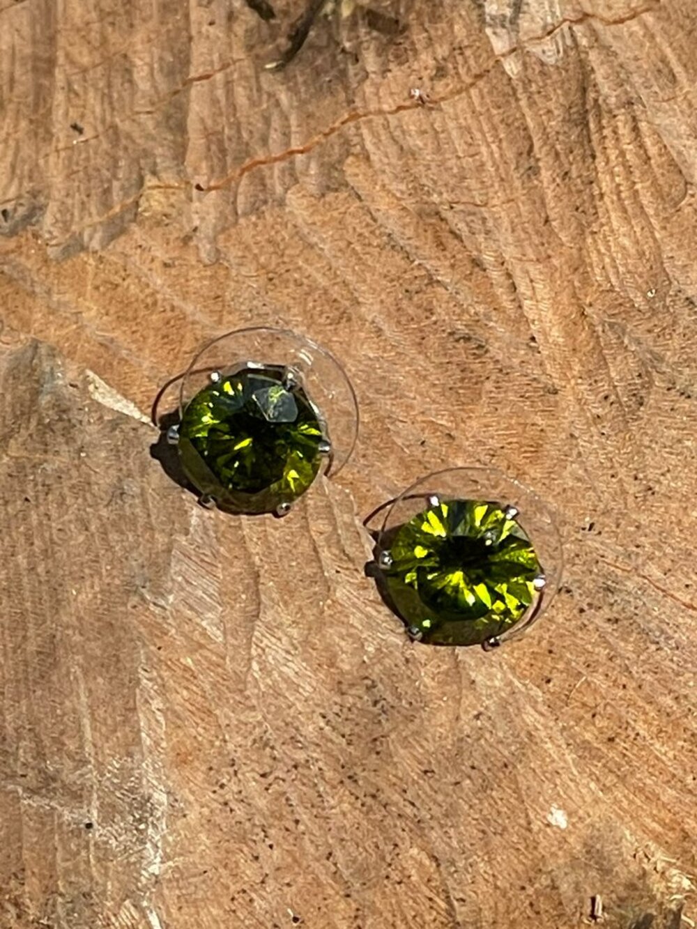 Peridot Green Round Stud Earrings